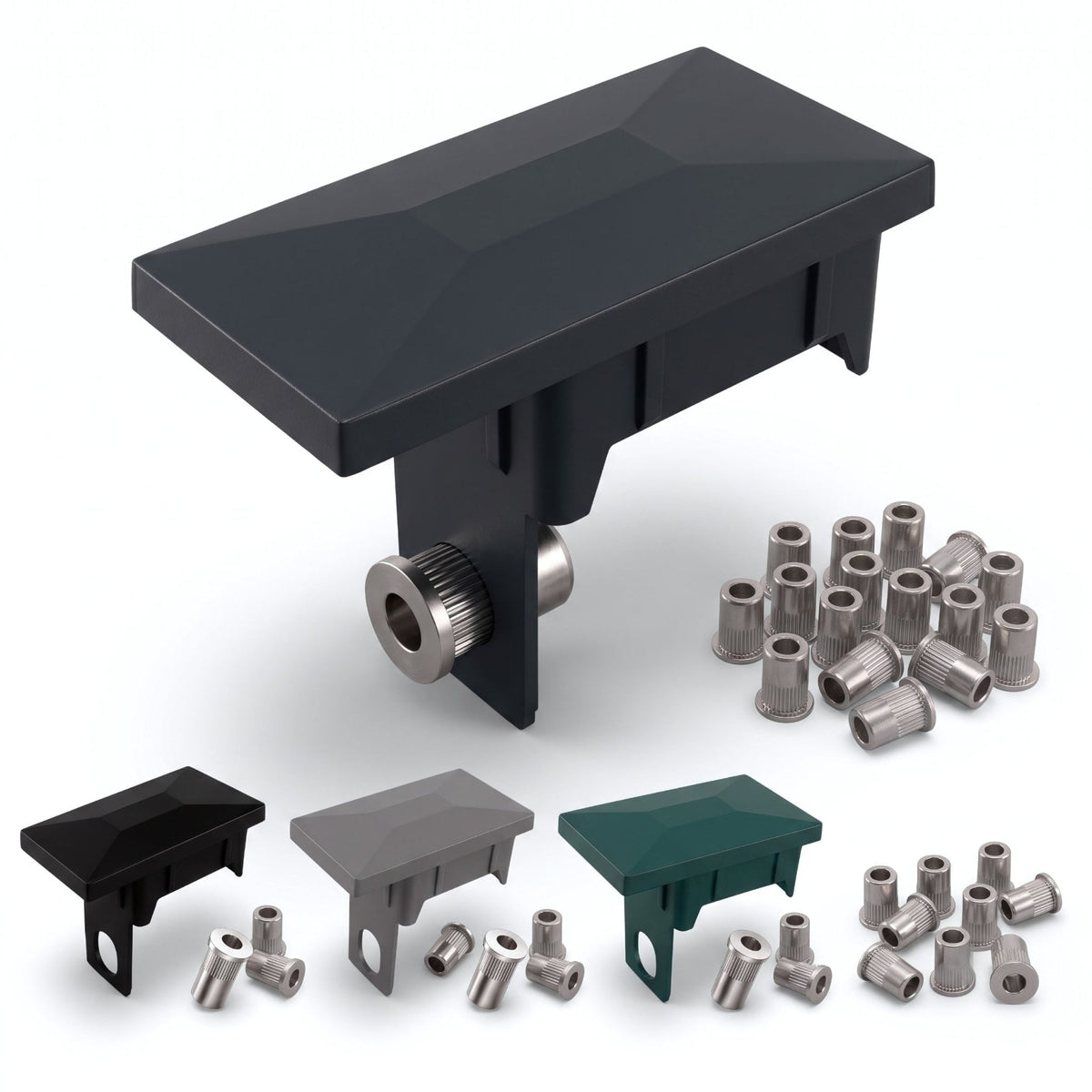 Zaunkappen Set 60x40mm Sicherungssteg und Nieten - Qualinos