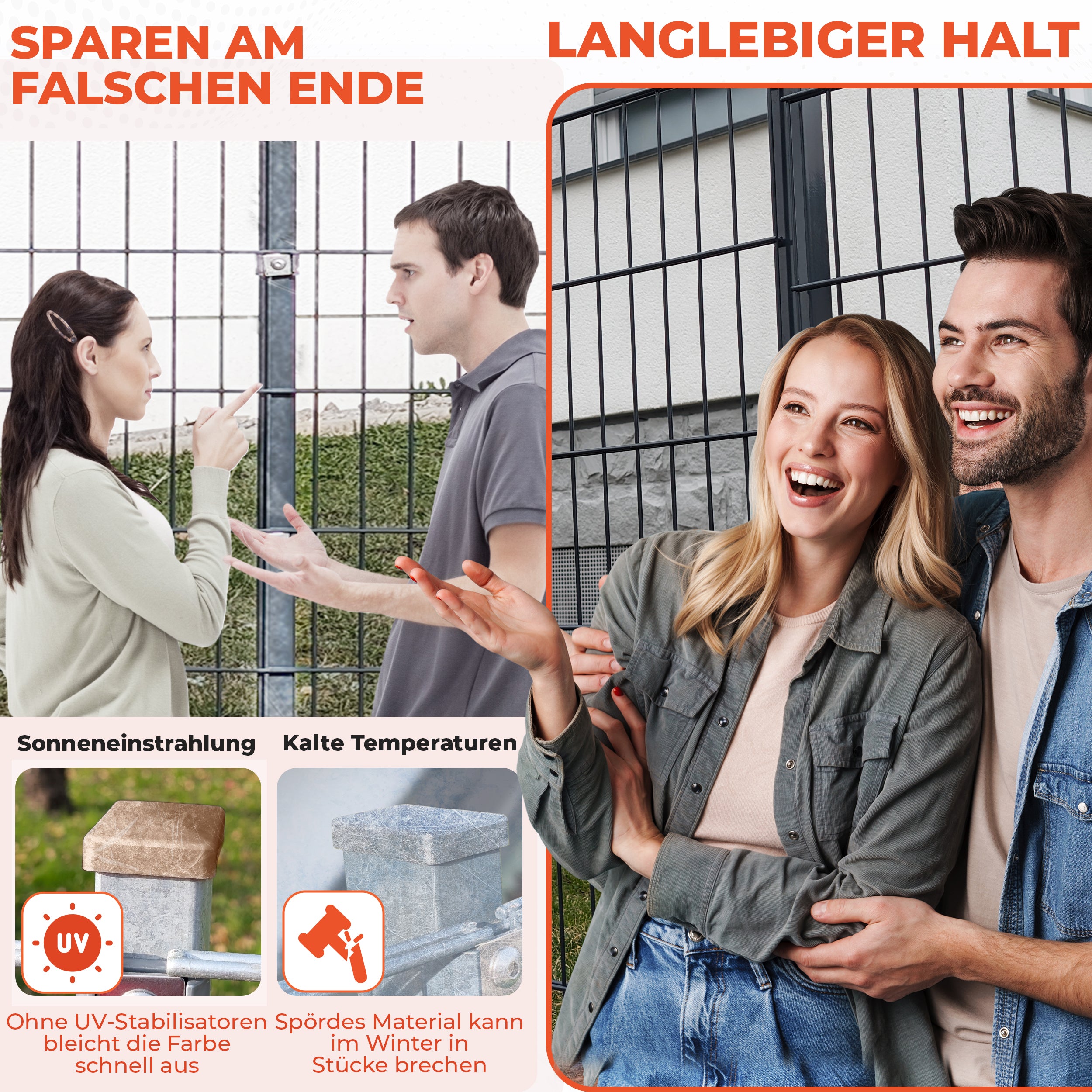Pfostenkappen 60x40 mm mit Sicherungssteg – für Doppelstabmattenzaun