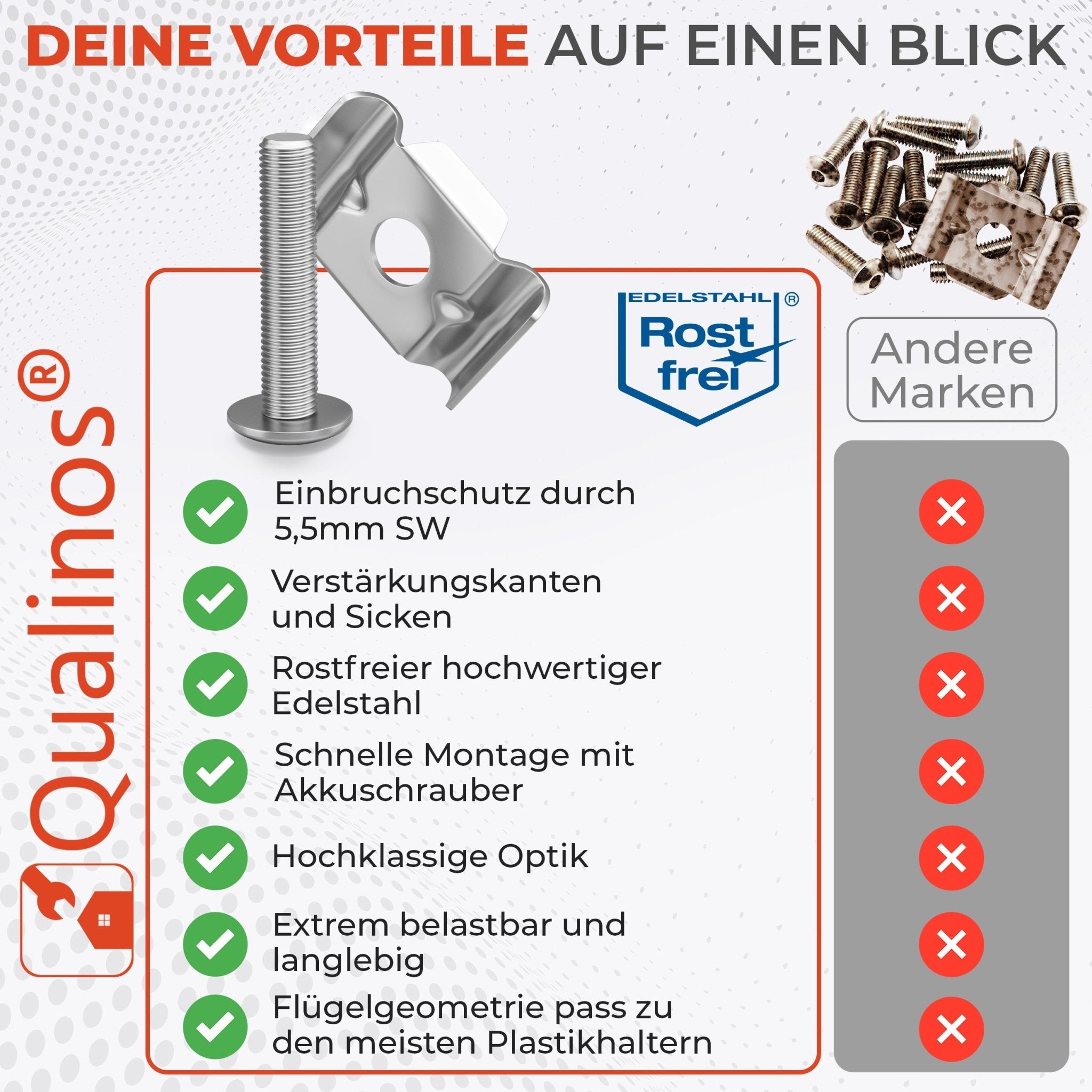 Butterfly Klemmplatten und Schrauben für Doppelstabmattenzaun - Qualinos