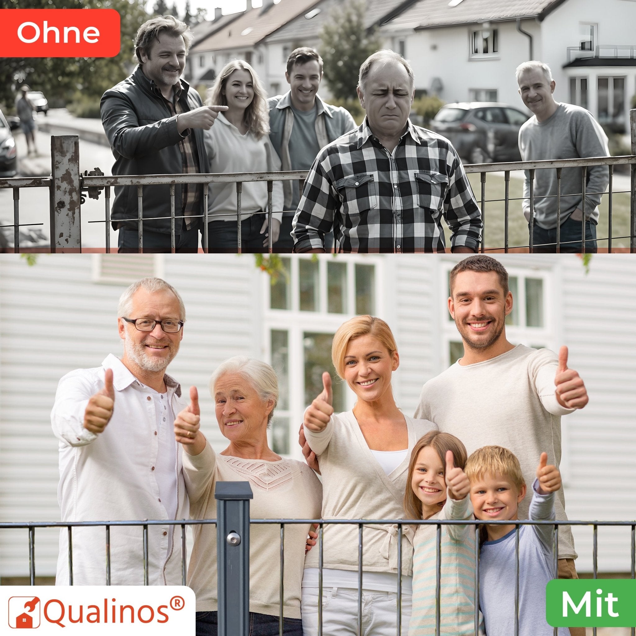 Pfostenkappen 60x40 mm mit Überstand inkl. Edelstahl - Nietmuttern - Qualinos