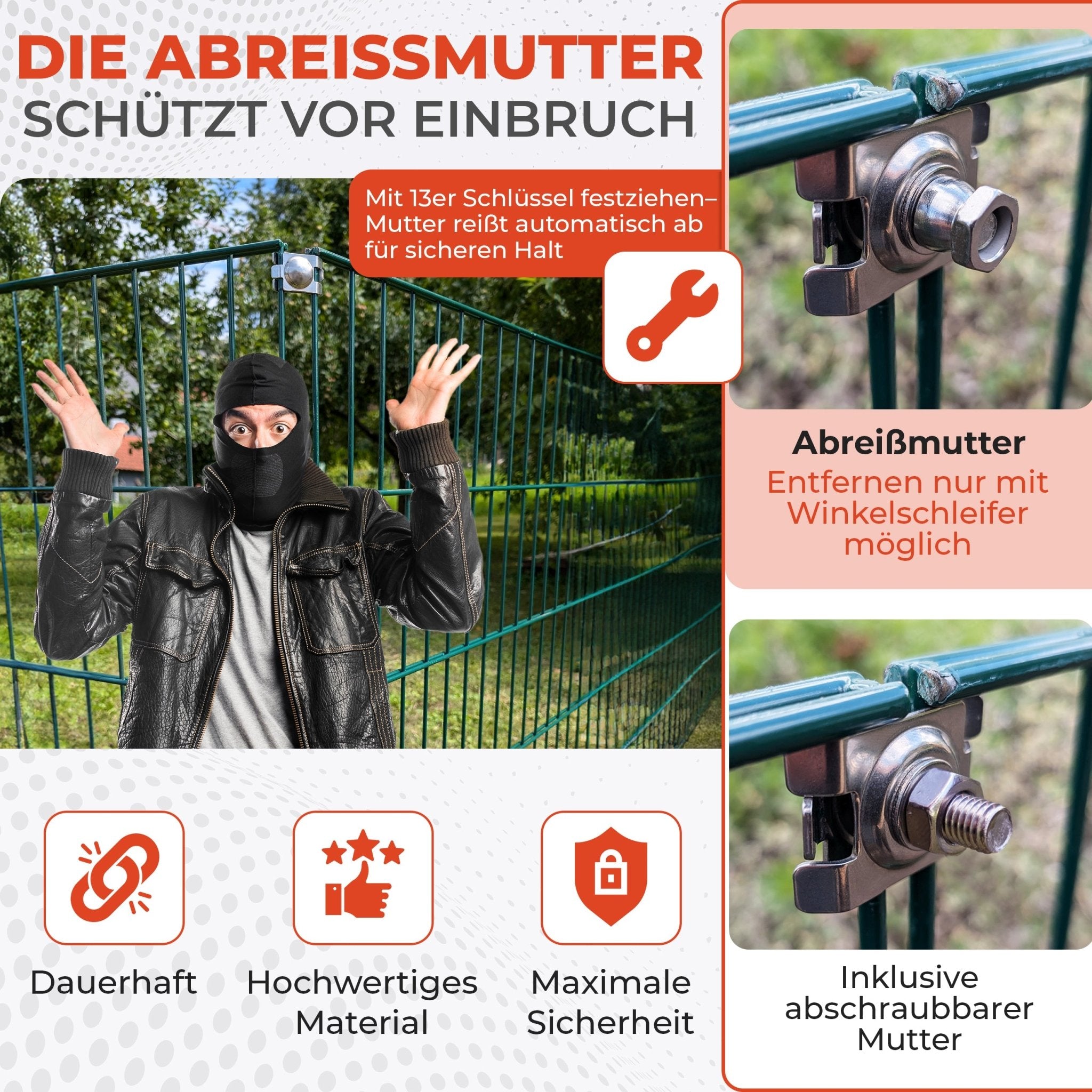 Qualinos V2A Eckverbinder für Doppelstabmattenzaun Befestigung - Qualinos