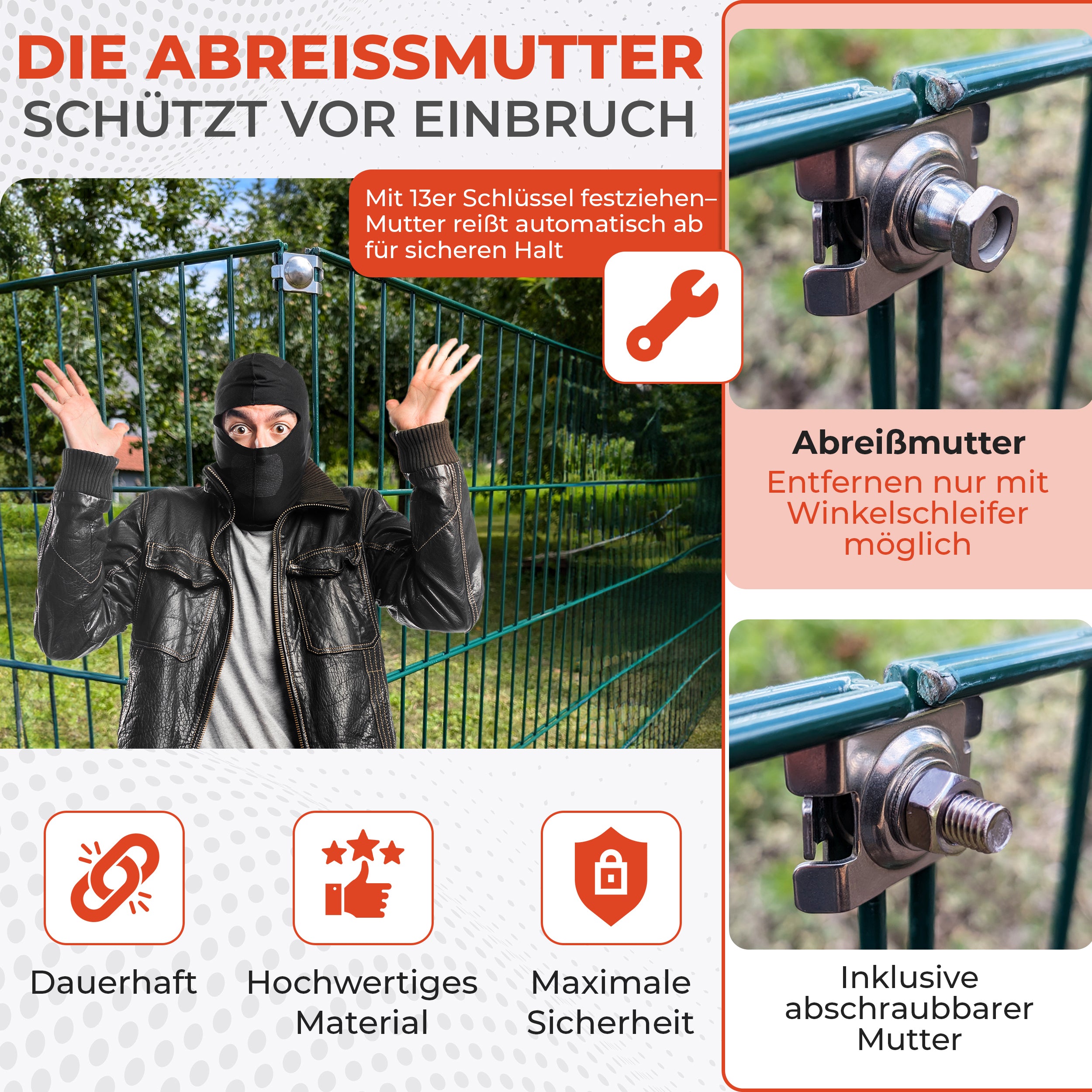 Eckverbinder – Längsverbinder für Doppelstabmattenzaun Befestigung V2A Edelstahl – auch für Komposter & Hochbeet