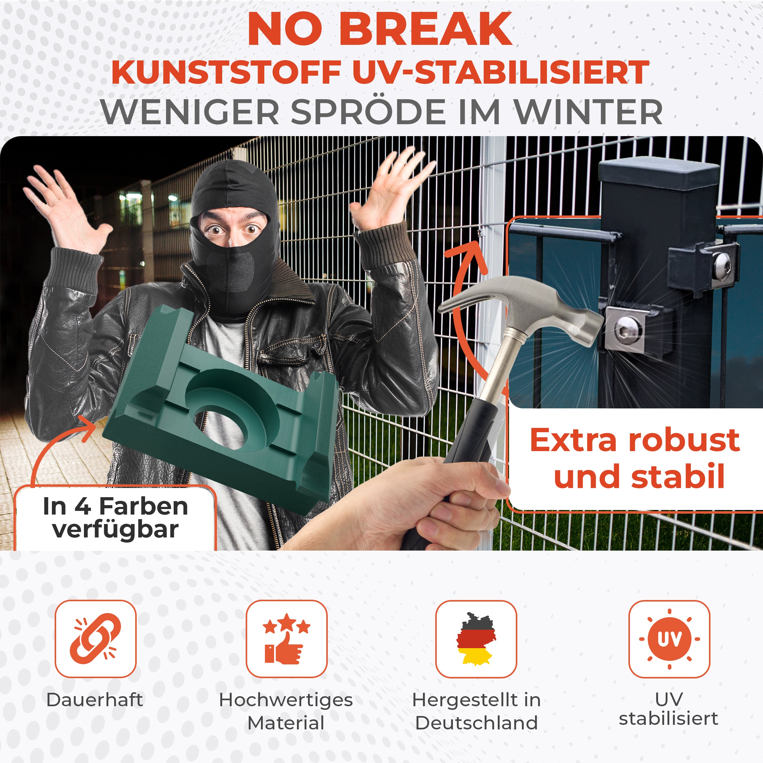 Zaunhalter flache Auflage für Zaunpfosten – Stabmattenzaun Zubehör zur Doppelstabmattenzaun Befestigung (versch. Farben)