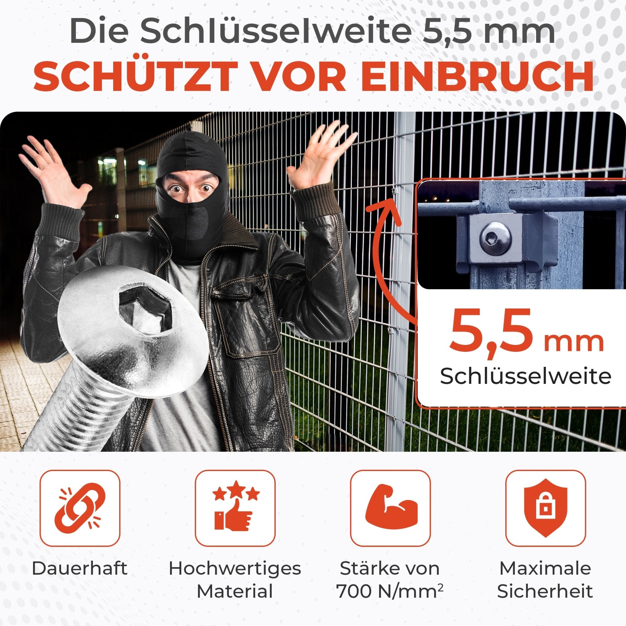 Zaunschrauben M8x40 für Doppelstabmattenzaun | Qualinos - Qualinos
