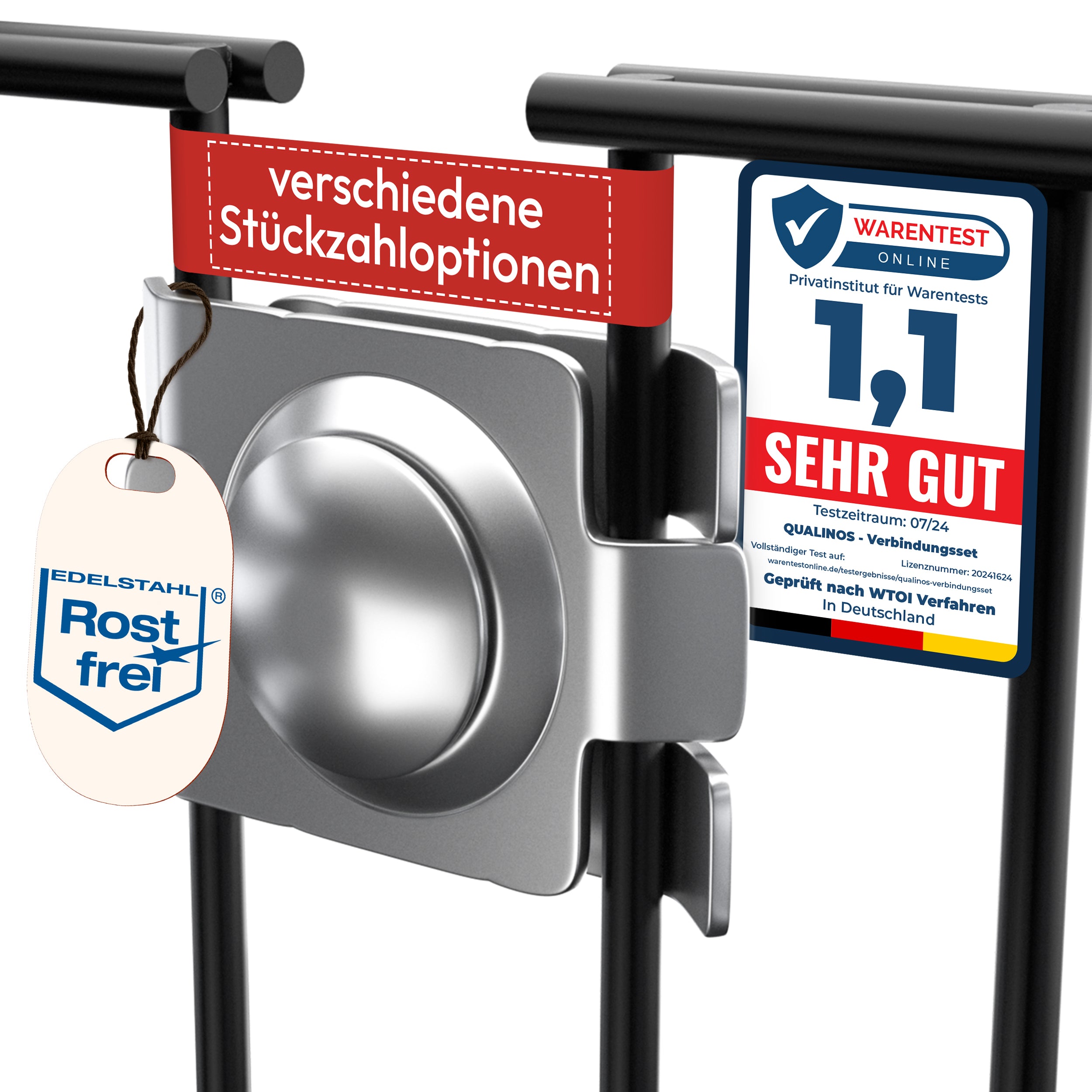 Eckverbinder – Längsverbinder für Doppelstabmattenzaun Befestigung V2A Edelstahl – auch für Komposter & Hochbeet