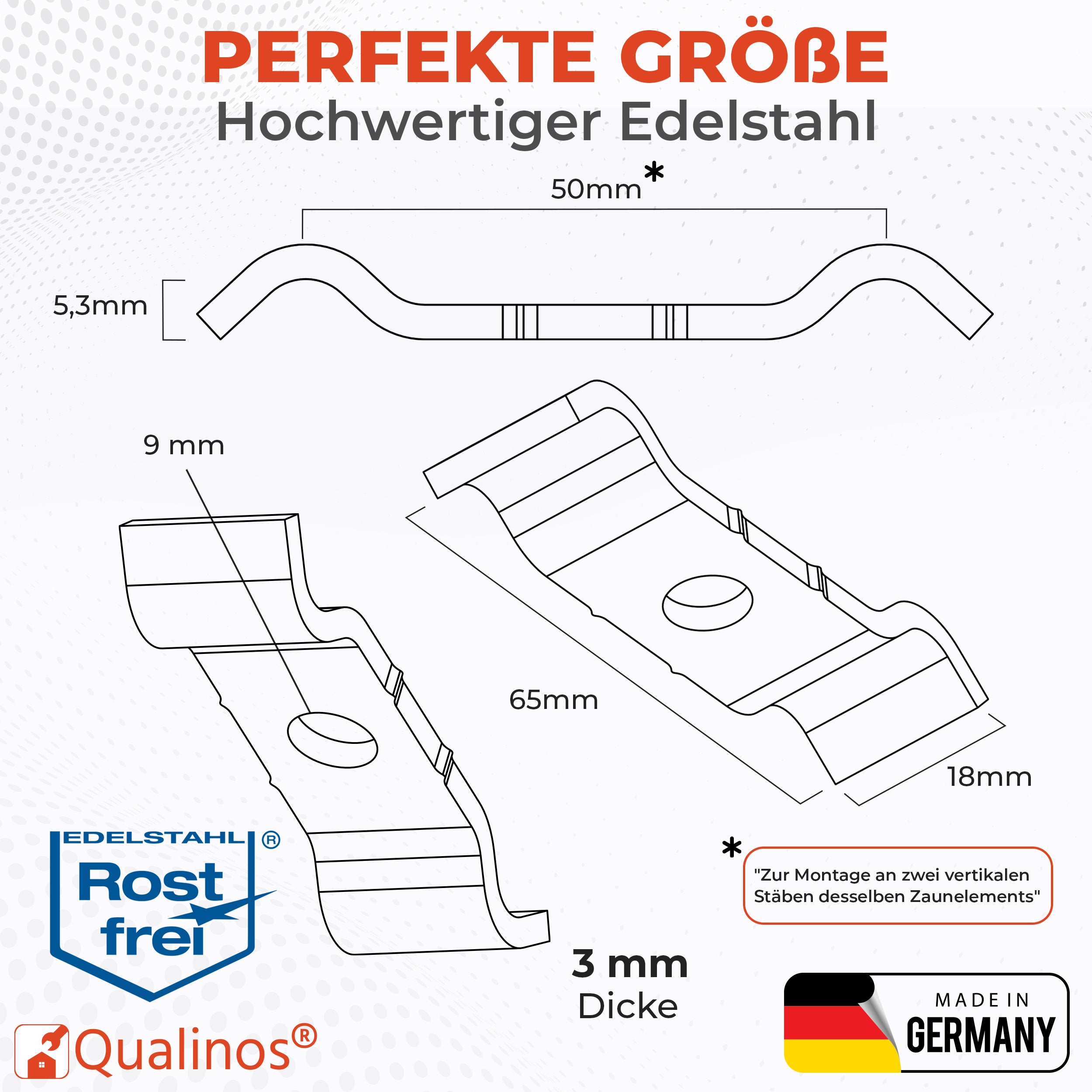 Spannbügel 50 mm – Zaunhalter & Stabmattenzaun Zubehör zur Doppelstabmattenzaun Befestigung Germany (versch. Farben)