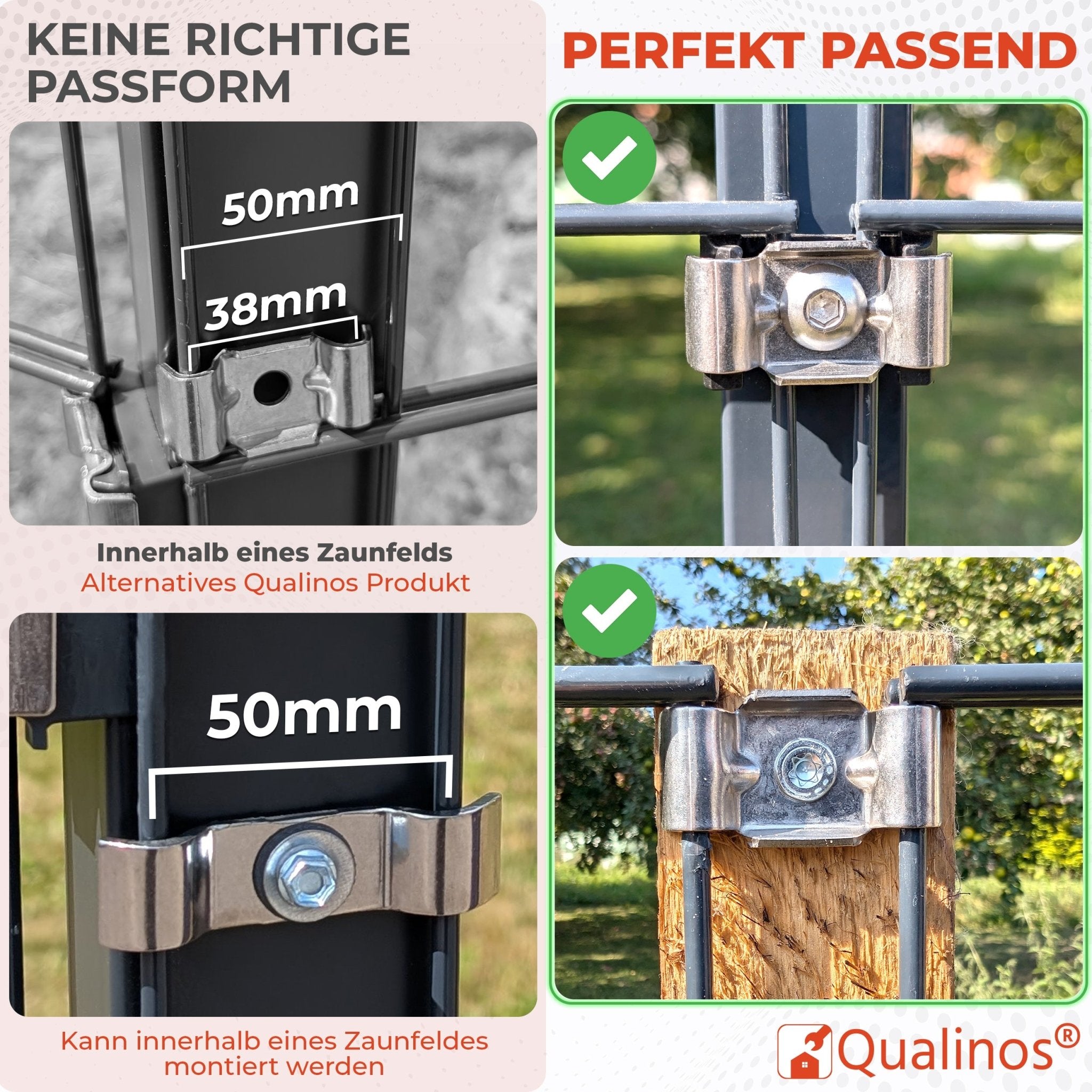 Butterfly Klemmplatten und Schrauben für Doppelstabmattenzaun - Qualinos