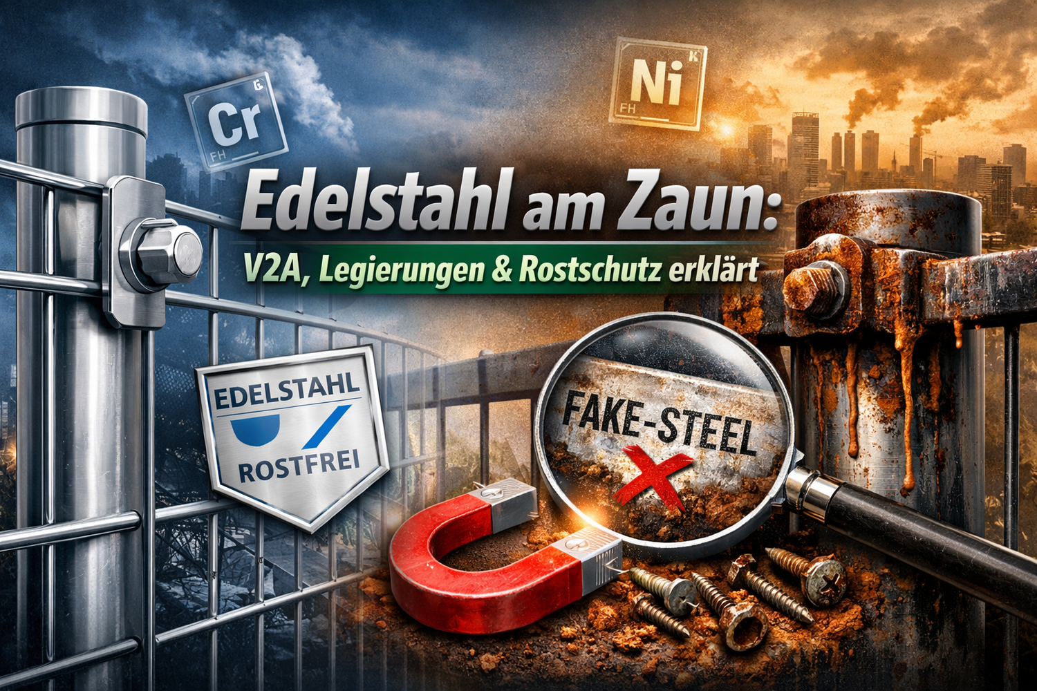 Edelstahl am Zaun: Unterschiede bei V2A, Legierungen und Rostschutz erklärt