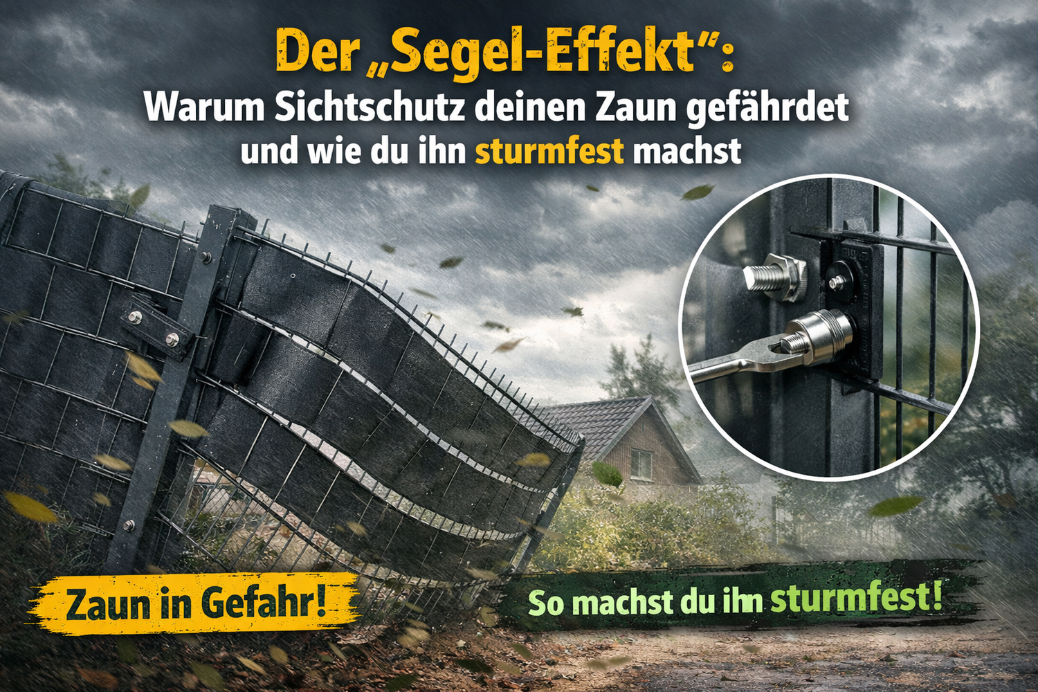 Windlast am Doppelstabmattenzaun: Sichtschutz sicher befestigen & Sturmschäden vermeiden