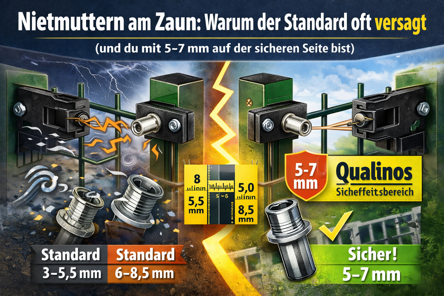 Nietmuttern für den Zaunbau: Welcher Klemmbereich ist der richtige?