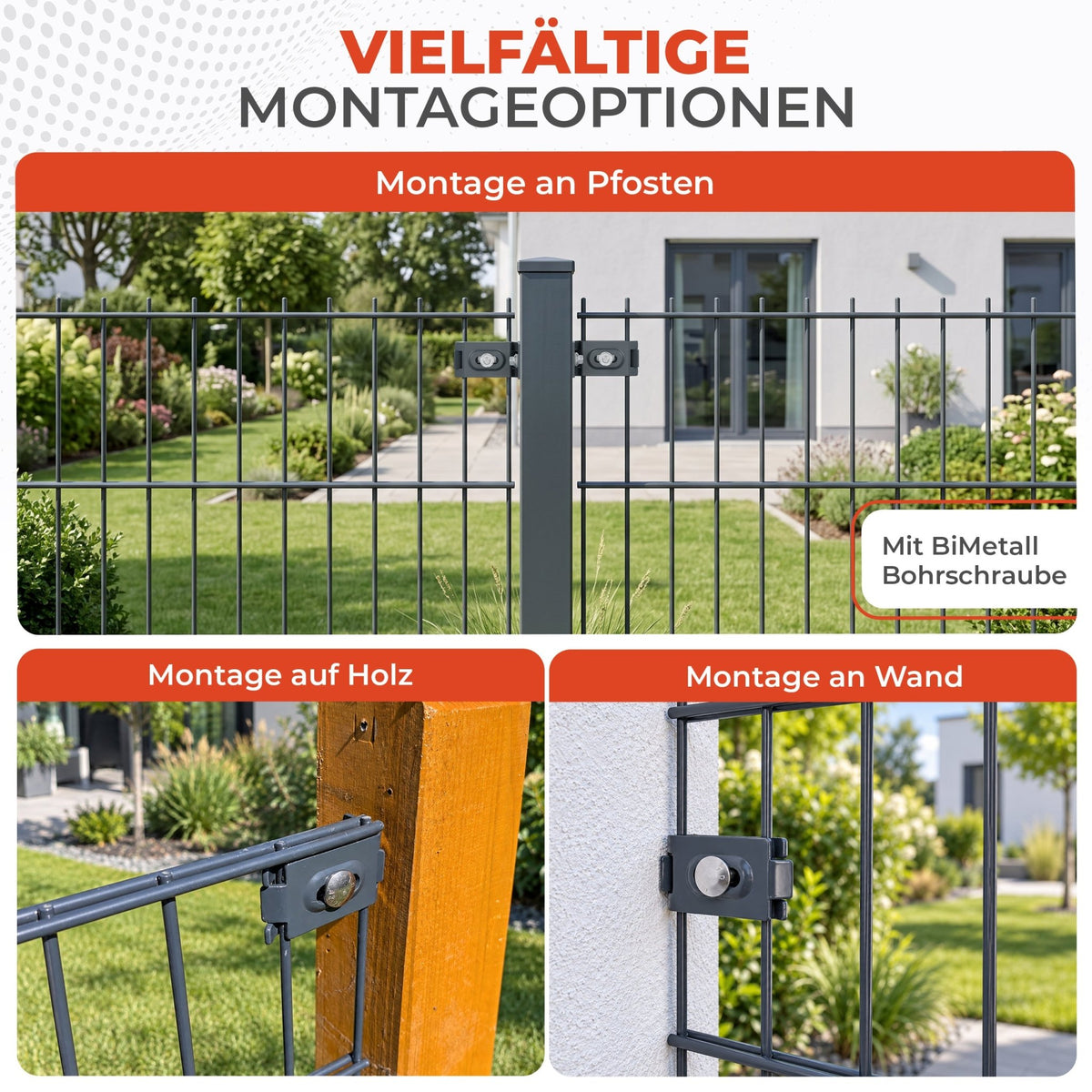 Wandanschlusswinkel Doppelstabmattenzaun Befestigung Set - Qualinos