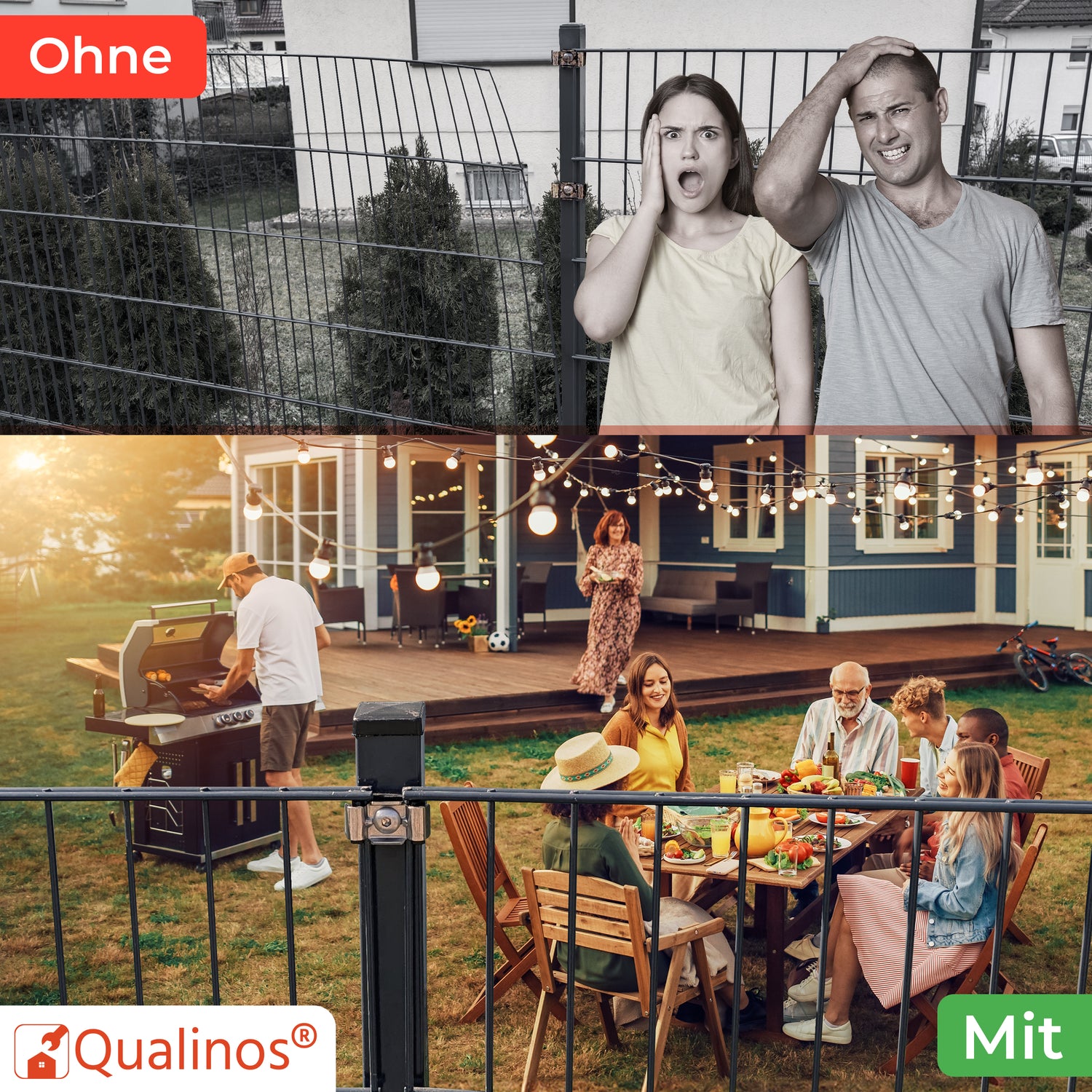 Zaunhalter für 40 mm Pfosten &amp; Butterfly Klemmplatte – V2A Komplettset Stabmattenzaun Zubehör