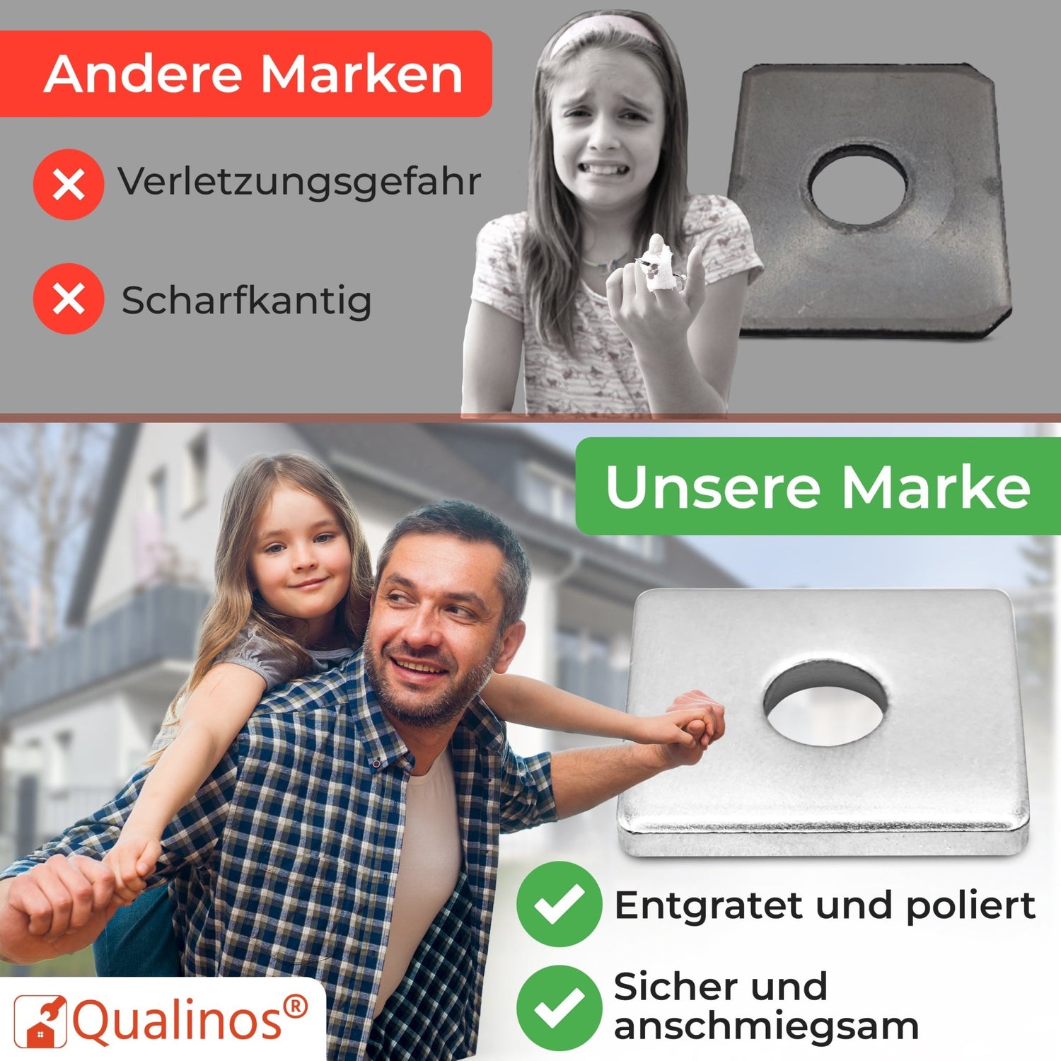 Flache Klemmplatten &amp; Schrauben für Doppelstabmattenzaun Montage - Qualinos