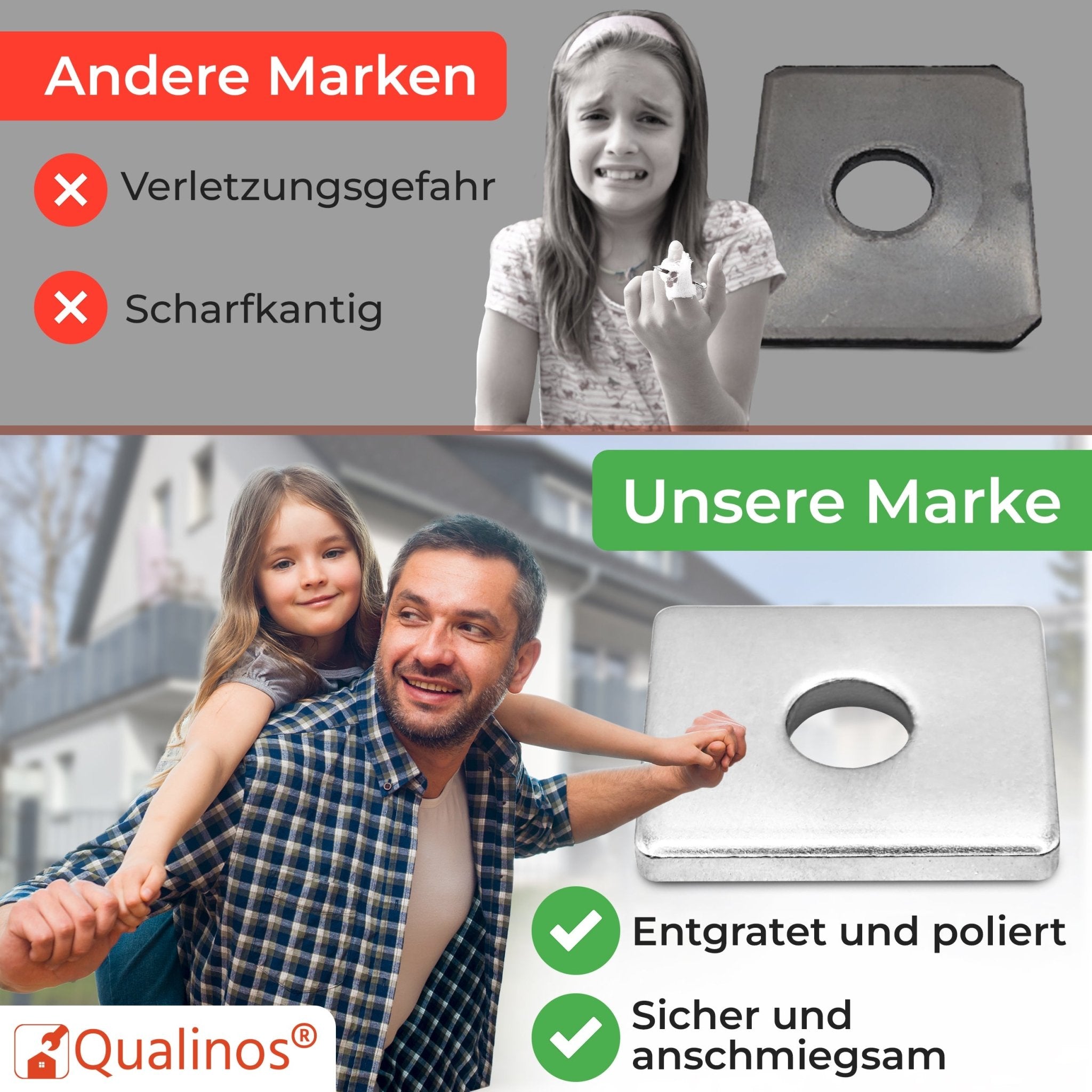 Flache Klemmplatten &amp; Schrauben für Doppelstabmattenzaun Montage - Qualinos