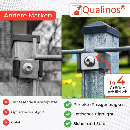 Flache Klemmplatten V2A für die Doppelstabmattenzaun Befestigung - Qualinos