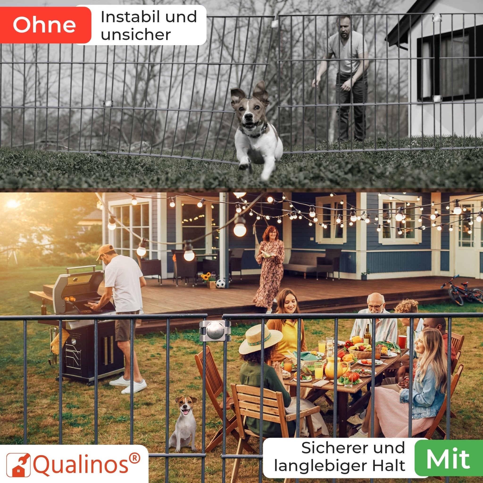 Qualinos V2A Eckverbinder für Doppelstabmattenzaun Befestigung - Qualinos
