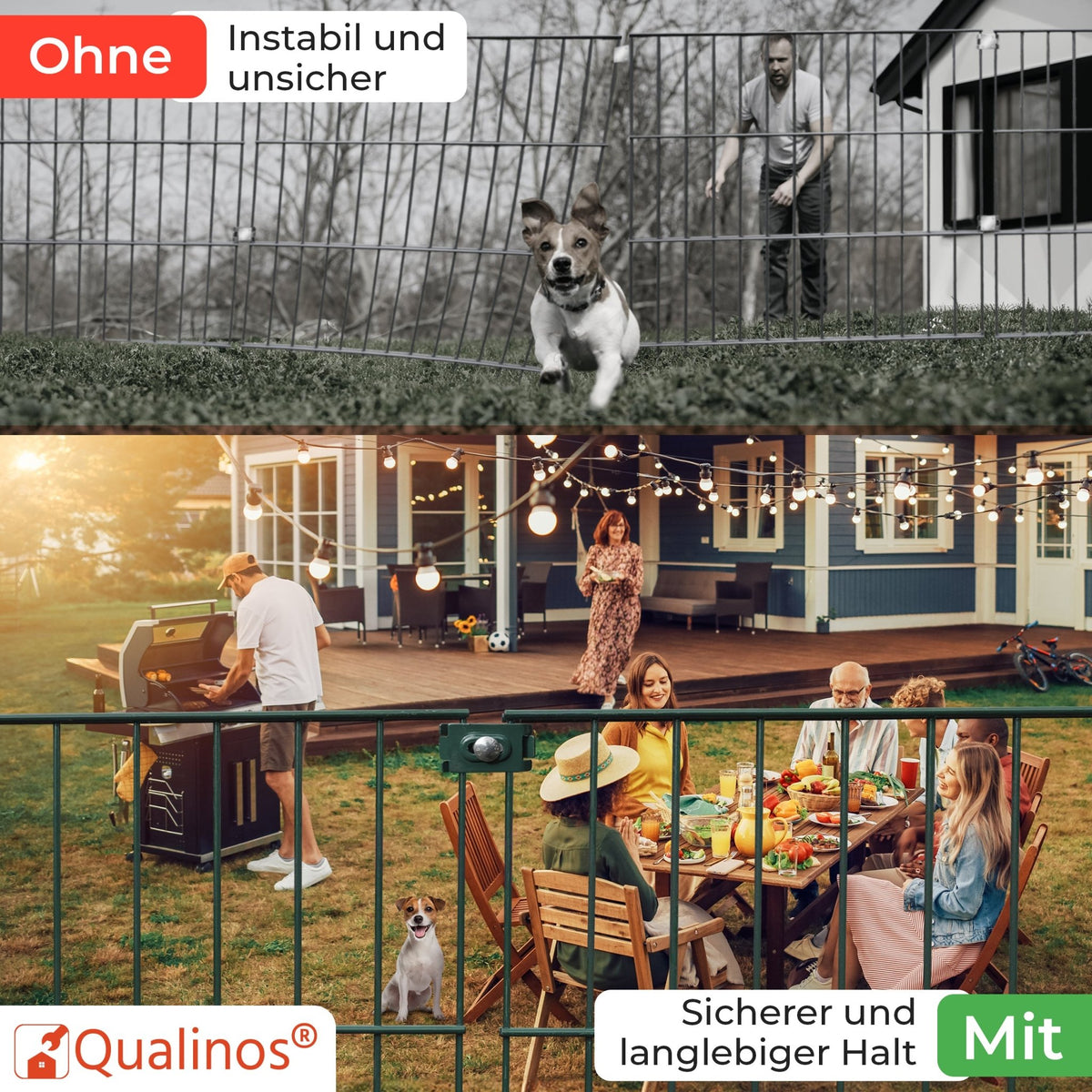 Maxi-Eckverbinder für die Doppelstabmattenzaun Befestigung, feuerverzinkt - Qualinos
