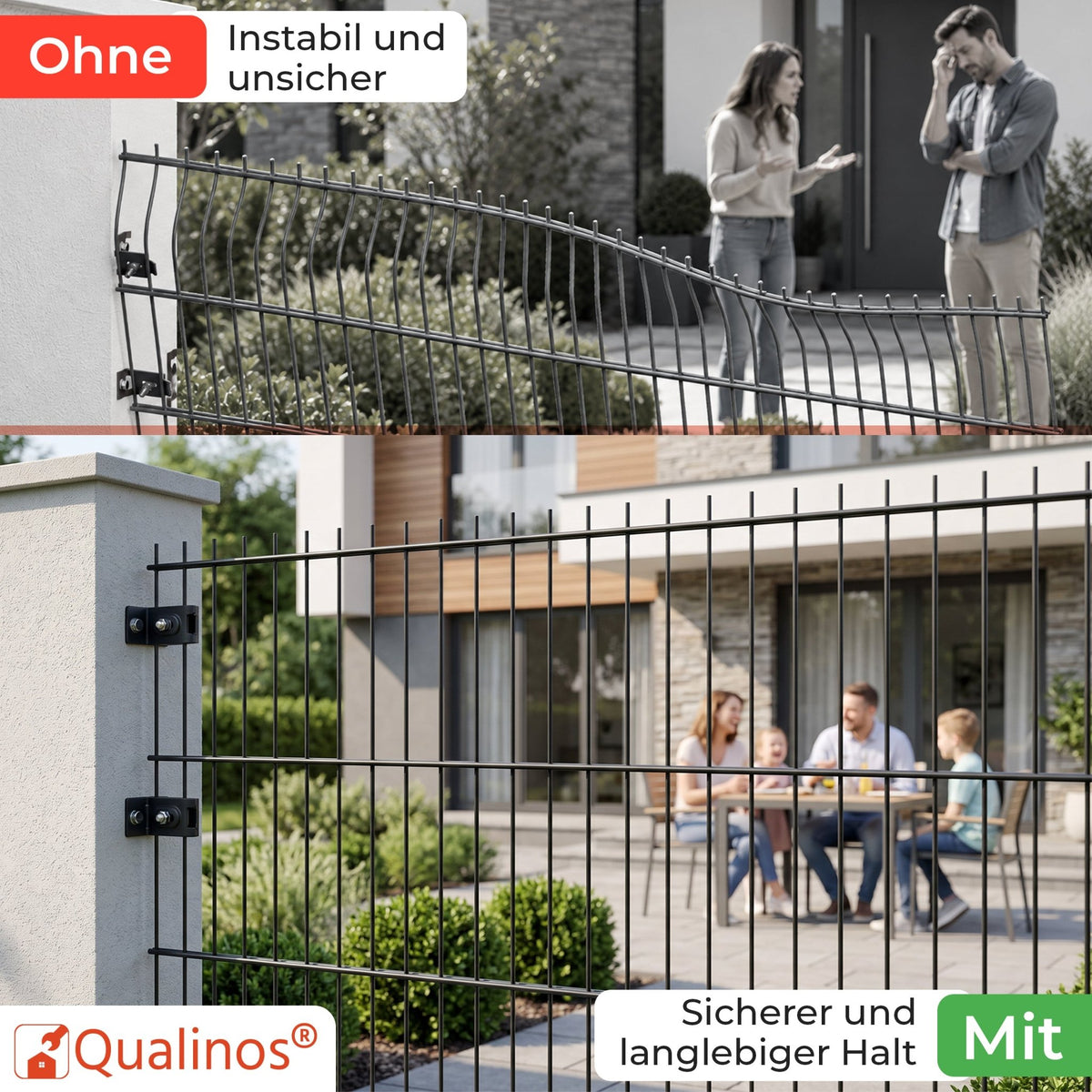 Wandanschlusswinkel Doppelstabmattenzaun Befestigung Set - Qualinos