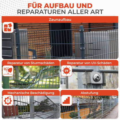 Zaunhalter an 40mm Pfosten für Doppelstabmattenzaun Befestigung - Qualinos