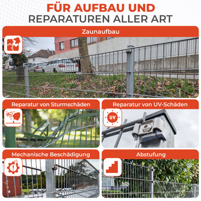 Zaunhalter für 40 mm Pfosten &amp; Butterfly Klemmplatte – V2A Komplettset Stabmattenzaun Zubehör