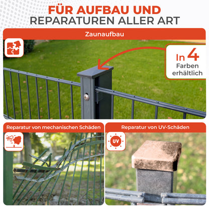 Pfostenkappen 60x40 mm mit Sicherungssteg  – für Doppelstabmattenzaun
