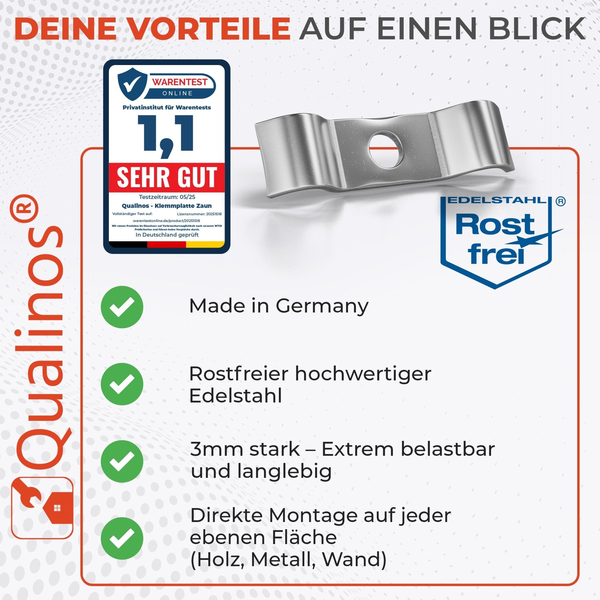 Qualinos Spannbügel 50 mm zur Doppelstabmattenzaun Befestigung - Qualinos