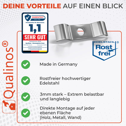 Spannbügel 50 mm – Zaunhalter &amp; Stabmattenzaun Zubehör zur Doppelstabmattenzaun Befestigung Germany (versch. Farben)