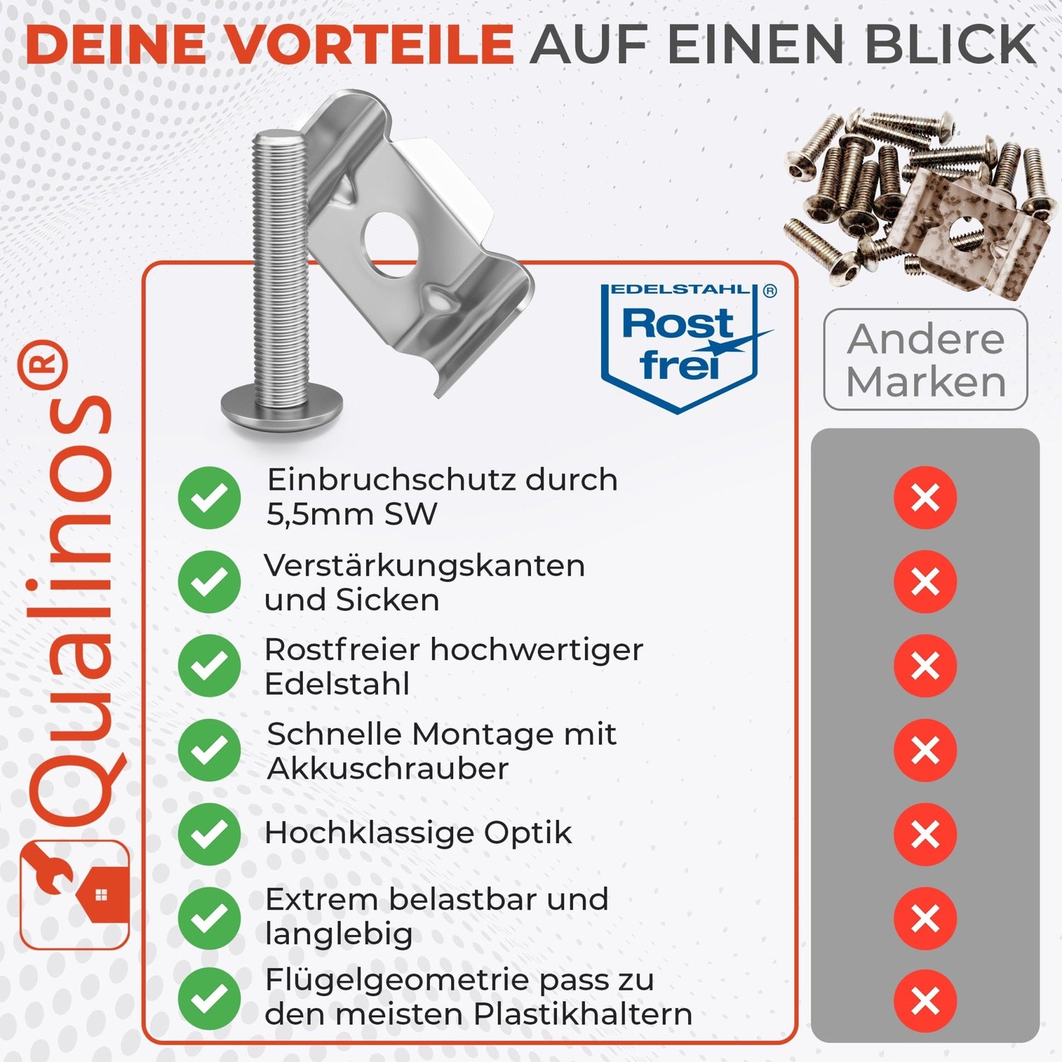 Butterfly Klemmplatten und Schrauben für Doppelstabmattenzaun - Qualinos