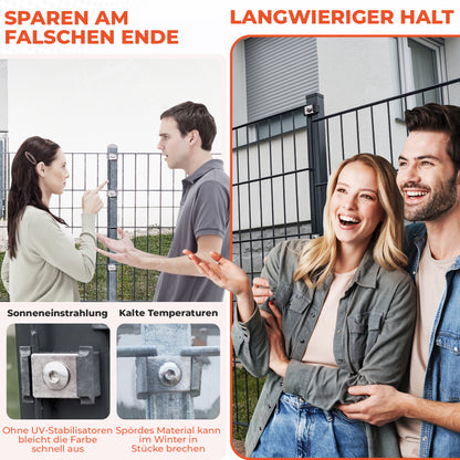 Zaunhalter flache Auflage für Zaunpfosten – Stabmattenzaun Zubehör zur Doppelstabmattenzaun Befestigung (versch. Farben)