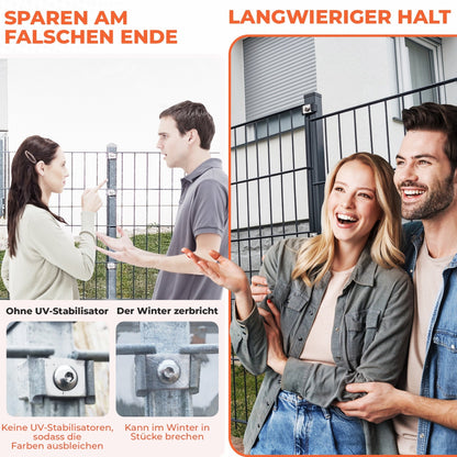 Doppelstabmattenzaun Montageset flache Klemmplatte 40mm Pfosten - Qualinos