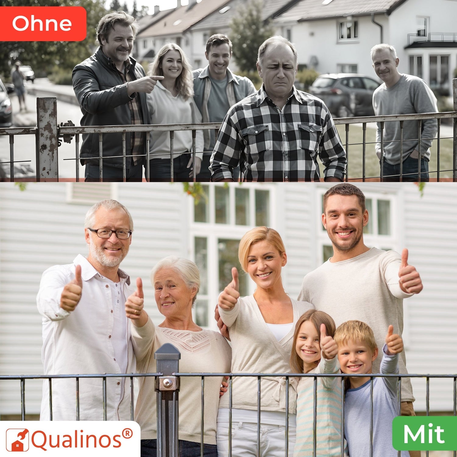 Doppelstabmattenzaun Pfostenkappen 60x40 mm mit Runddach - Qualinos