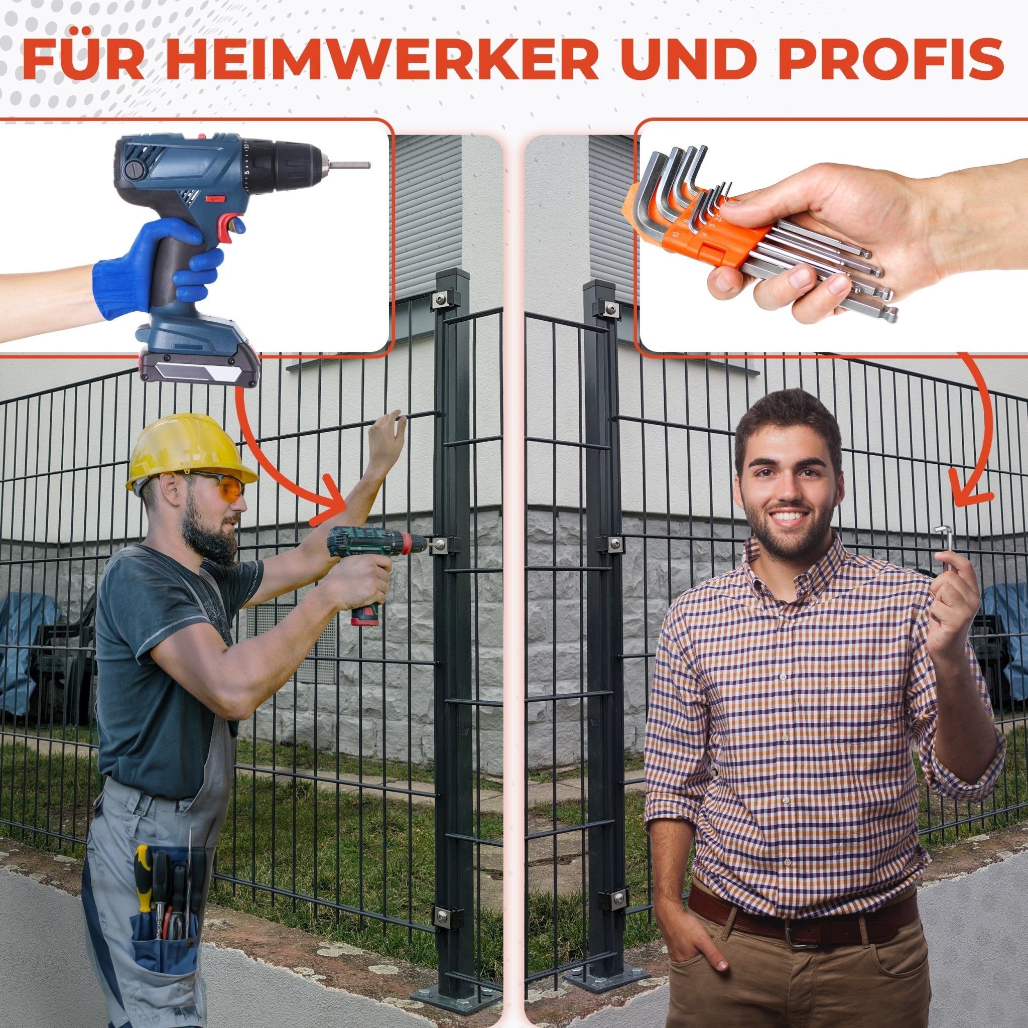 Butterfly Klemmplatten und Schrauben für Doppelstabmattenzaun - Qualinos