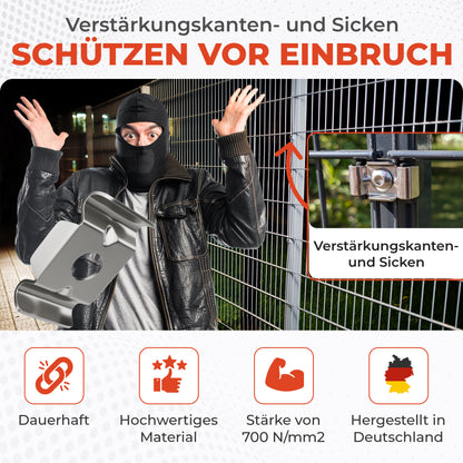 Zaunhalter Typ Butterfly V2A Edelstahl (versch. Stückzahlen) – Stabmattenzaun Zubehör zur Doppelstabmattenzaun Befestigung Made in Germany