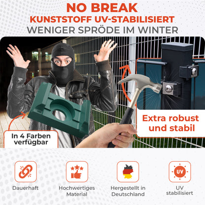Zaunhalter flache Auflage für Zaunpfosten – Stabmattenzaun Zubehör zur Doppelstabmattenzaun Befestigung (versch. Farben)