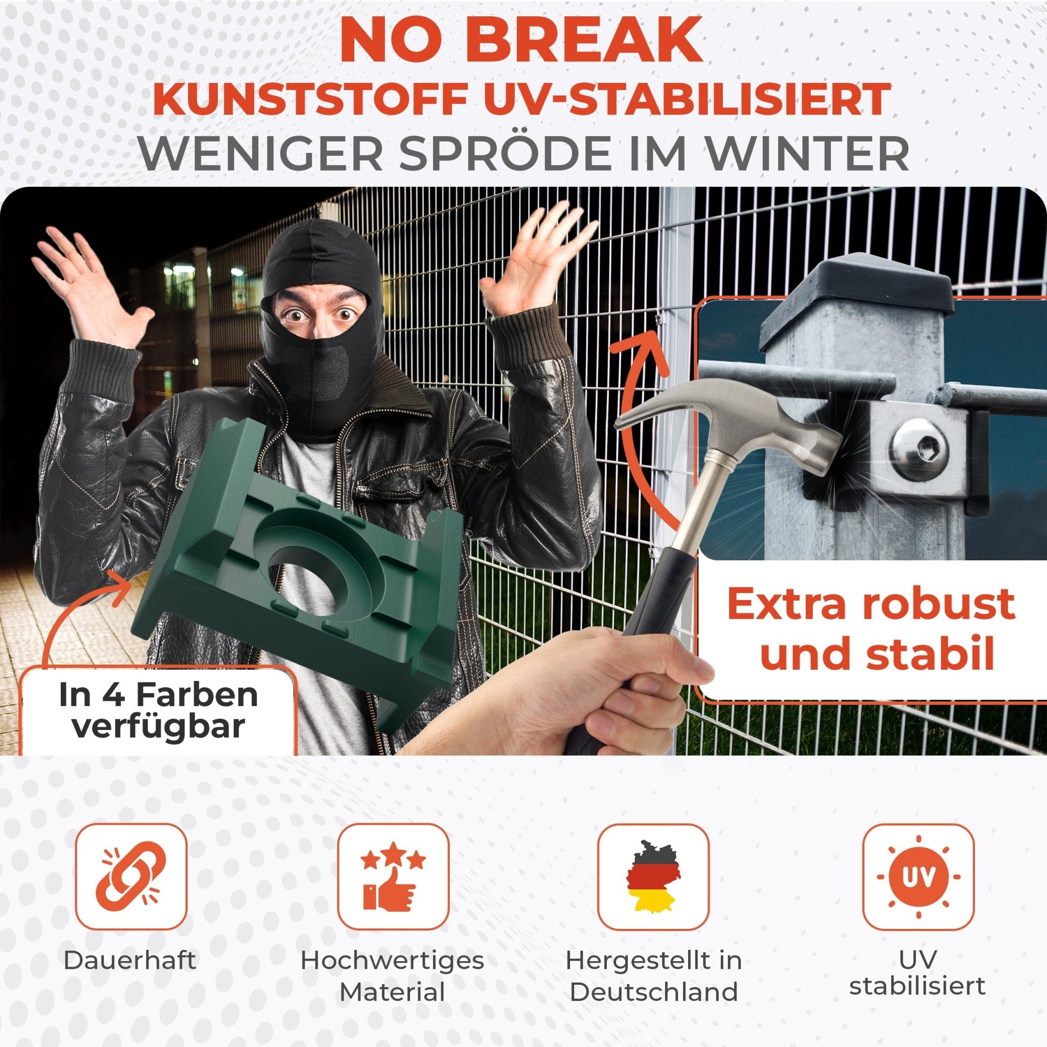 Zaunhalter an 40mm Pfosten für Doppelstabmattenzaun Befestigung - Qualinos