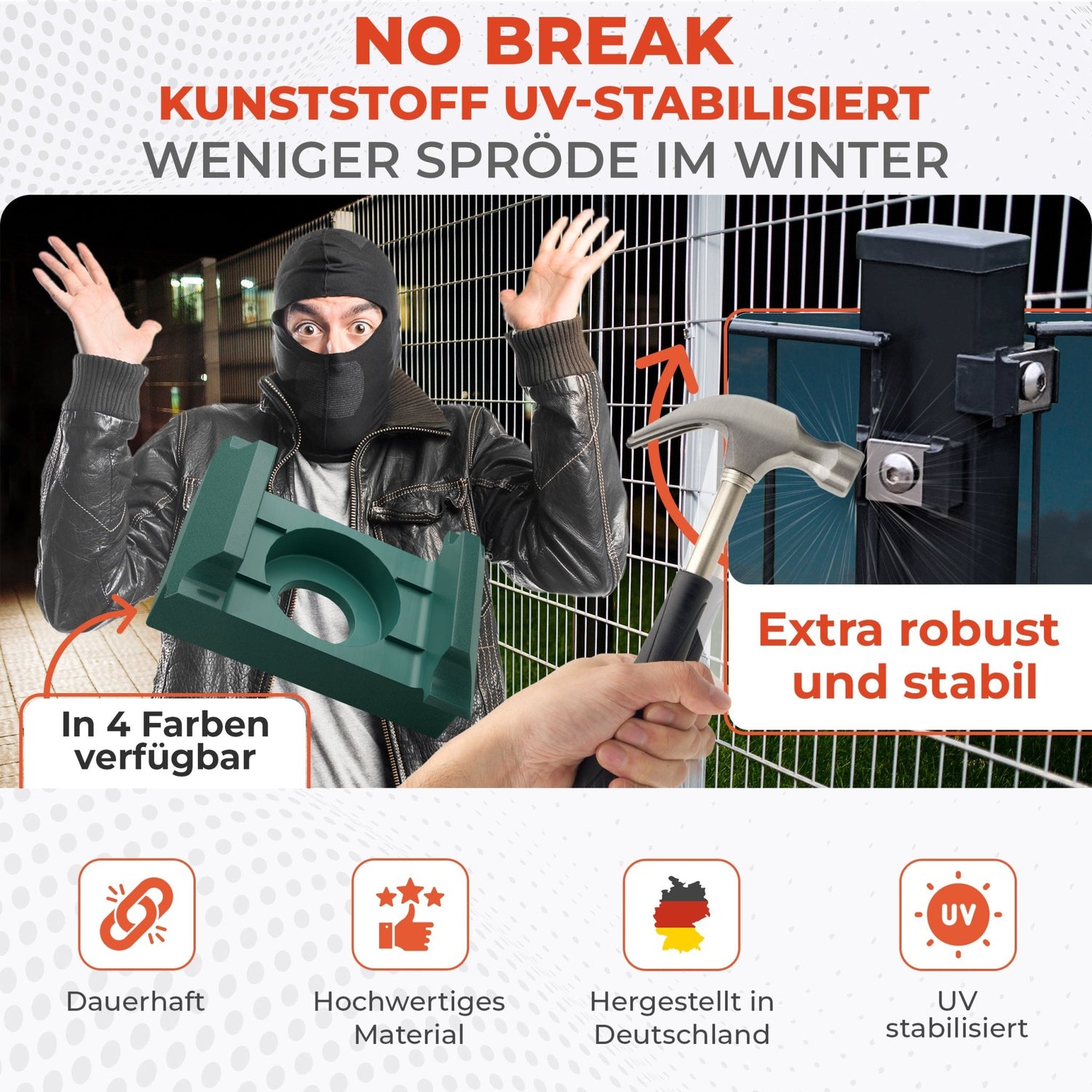 Doppelstabmattenzaun Zaunhalter universell &amp; Nietmutter V2A - Qualinos