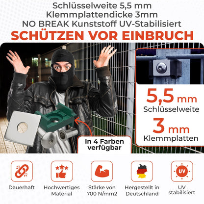 Doppelstabmattenzaun Montageset flache Klemmplatte 40mm Pfosten - Qualinos