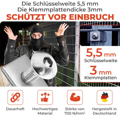 Flache Klemmplatten &amp; Schrauben für Doppelstabmattenzaun Montage - Qualinos
