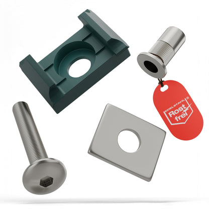 Universelles Doppelstabmattenzaun Montageset flache Klemmplatte - Qualinos
