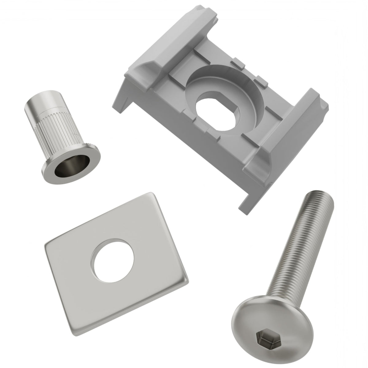 Zaunmontageset 40mm Pfosten flache Klemmplatte - Qualinos