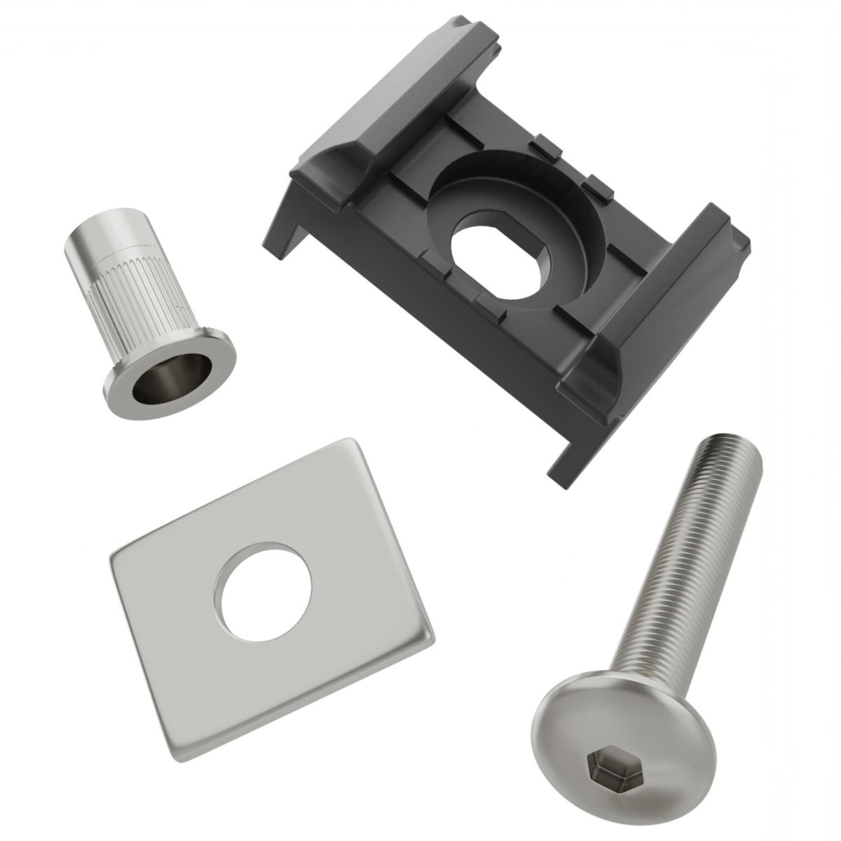 Zaunmontageset 40mm Pfosten flache Klemmplatte - Qualinos