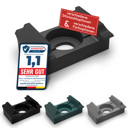 Zaunhalter flache Auflage für Zaunpfosten – Stabmattenzaun Zubehör zur Doppelstabmattenzaun Befestigung (versch. Farben)