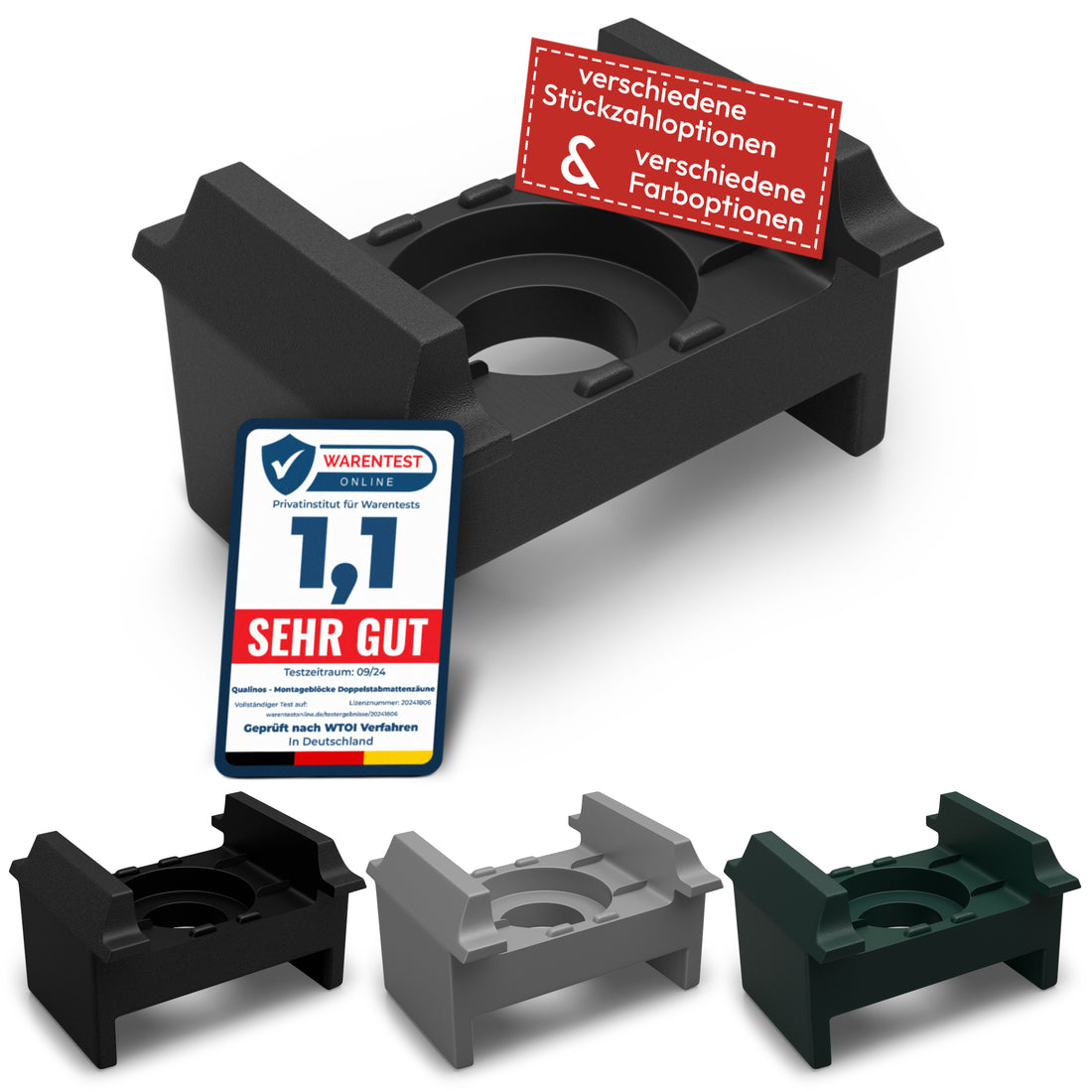 Zaunhalter mit Haltenasen für 40 mm Pfosten – Stabmattenzaun Zubehör zur Doppelstabmattenzaun Befestigung (versch. Farben)