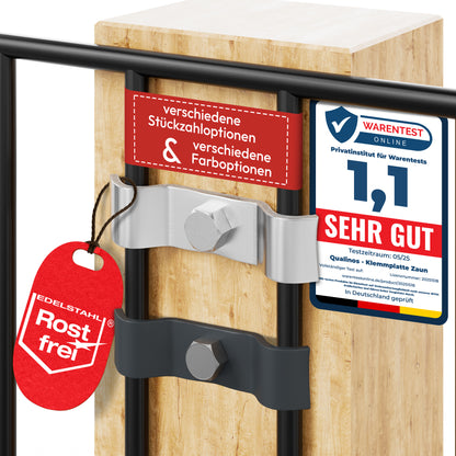 Spannbügel 50 mm – Zaunhalter &amp; Stabmattenzaun Zubehör zur Doppelstabmattenzaun Befestigung Germany (versch. Farben)