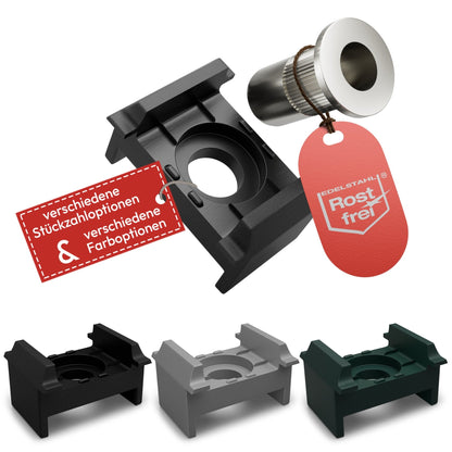 Doppelstabmattenzaun Zaunhalter 40mm Pfosten &amp; Nietmutter V2A - Qualinos