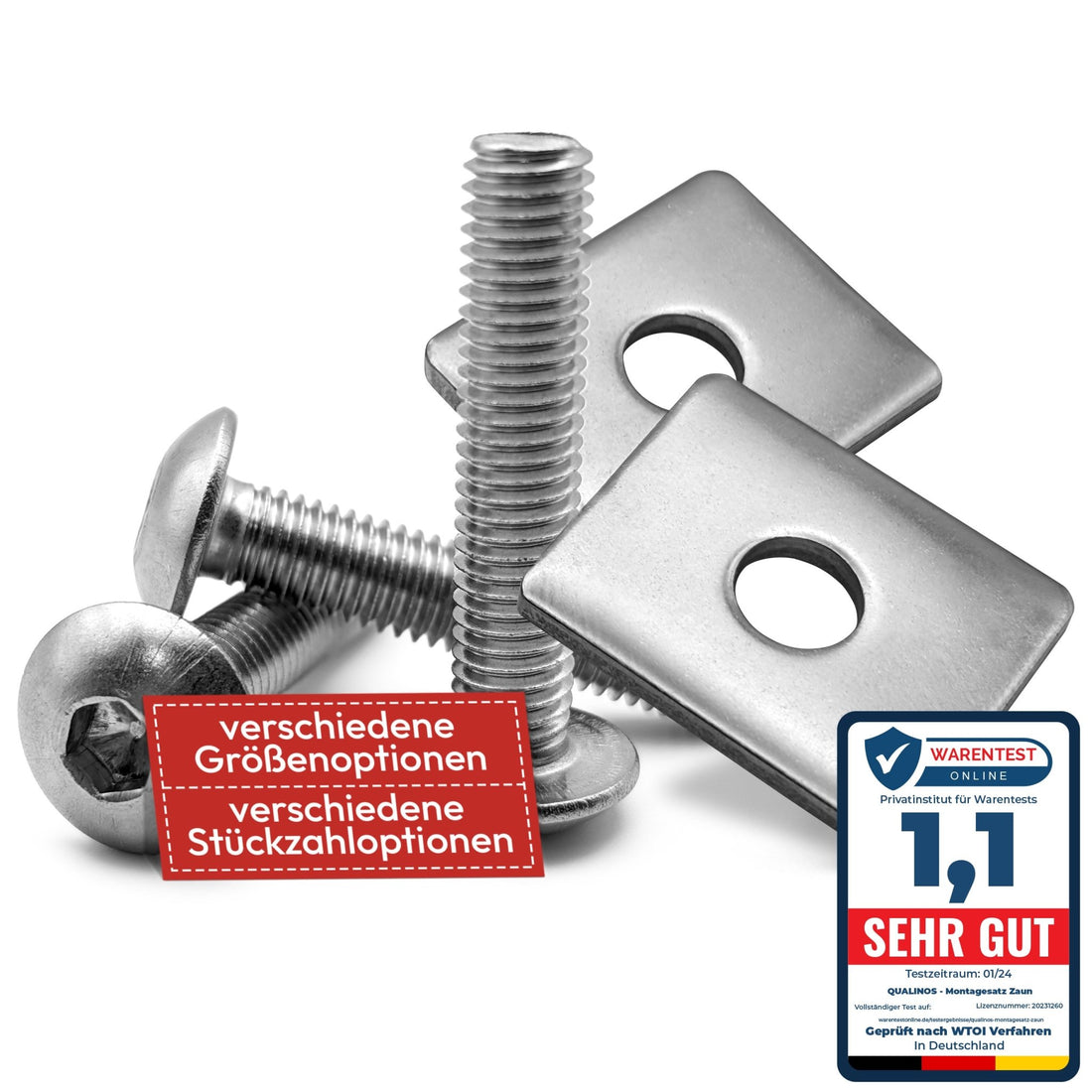 Flache Klemmplatten &amp; Schrauben für Doppelstabmattenzaun Montage - Qualinos