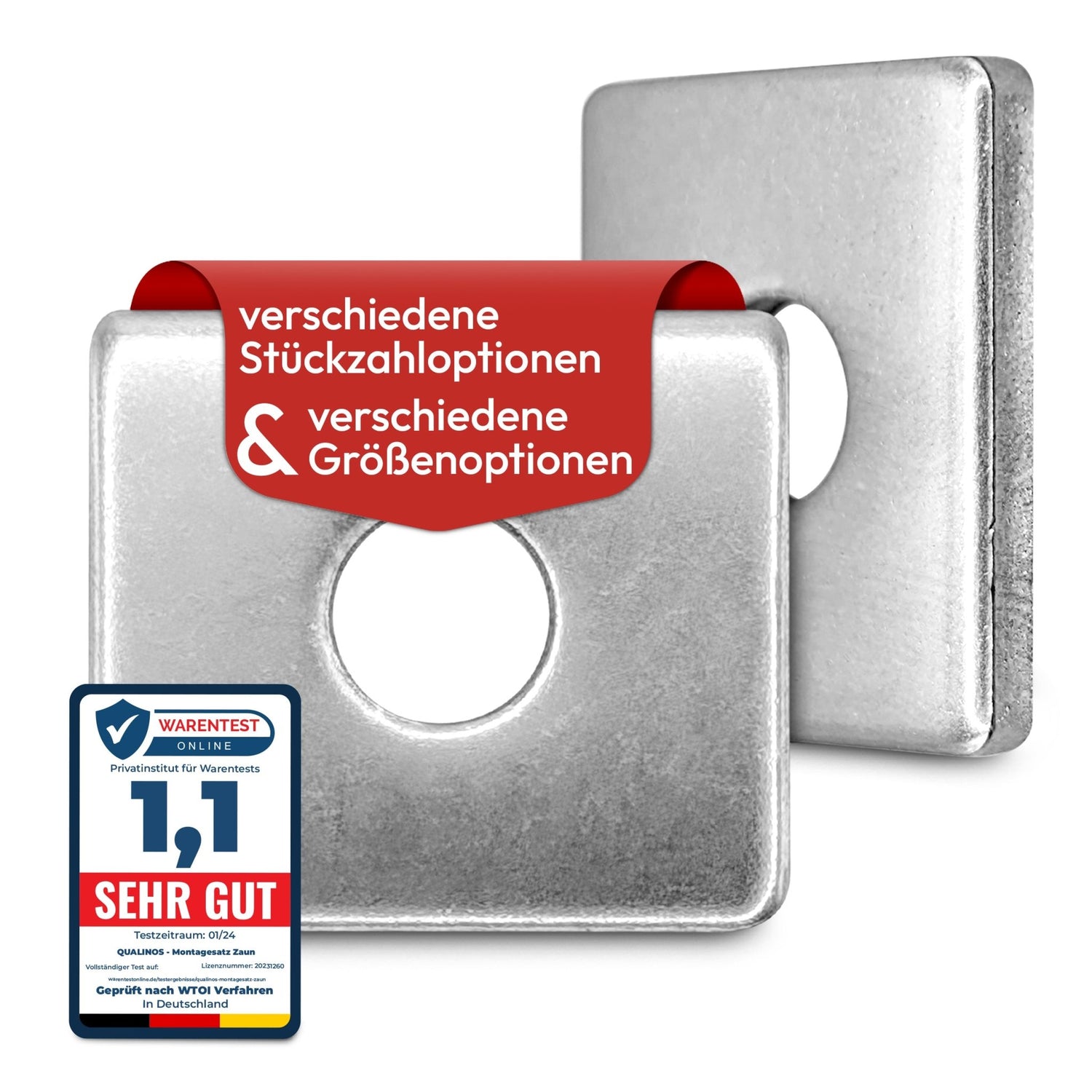 Flache Klemmplatten V2A für die Doppelstabmattenzaun Befestigung - Qualinos