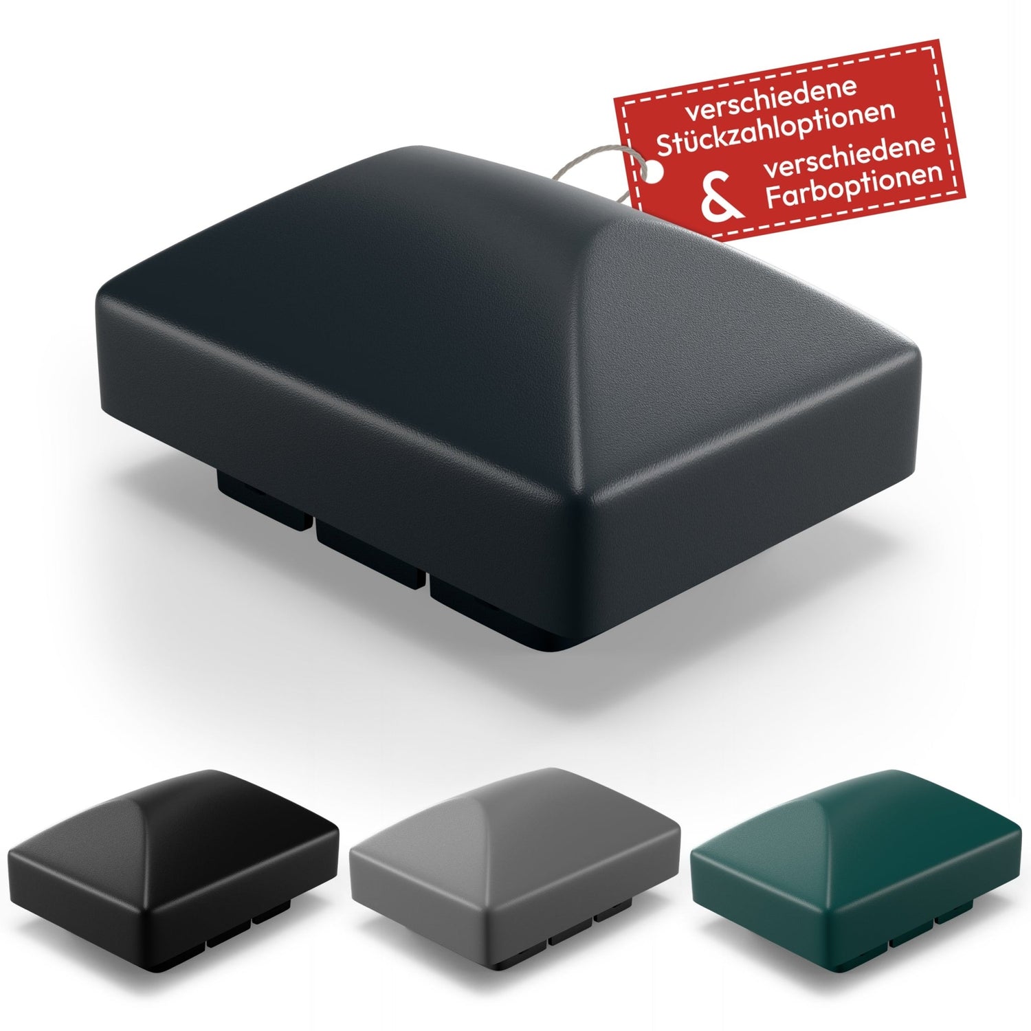Doppelstabmattenzaun Pfostenkappen 60x40 mm mit Runddach - Qualinos