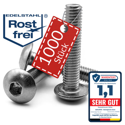 Zaunbauschrauben M8 x 40 mm V2A Edelstahl (10 Stück) – 5,5 mm 6-Kant Stabmattenzaun Zubehör zur Doppelstabmattenzaun Befestigung