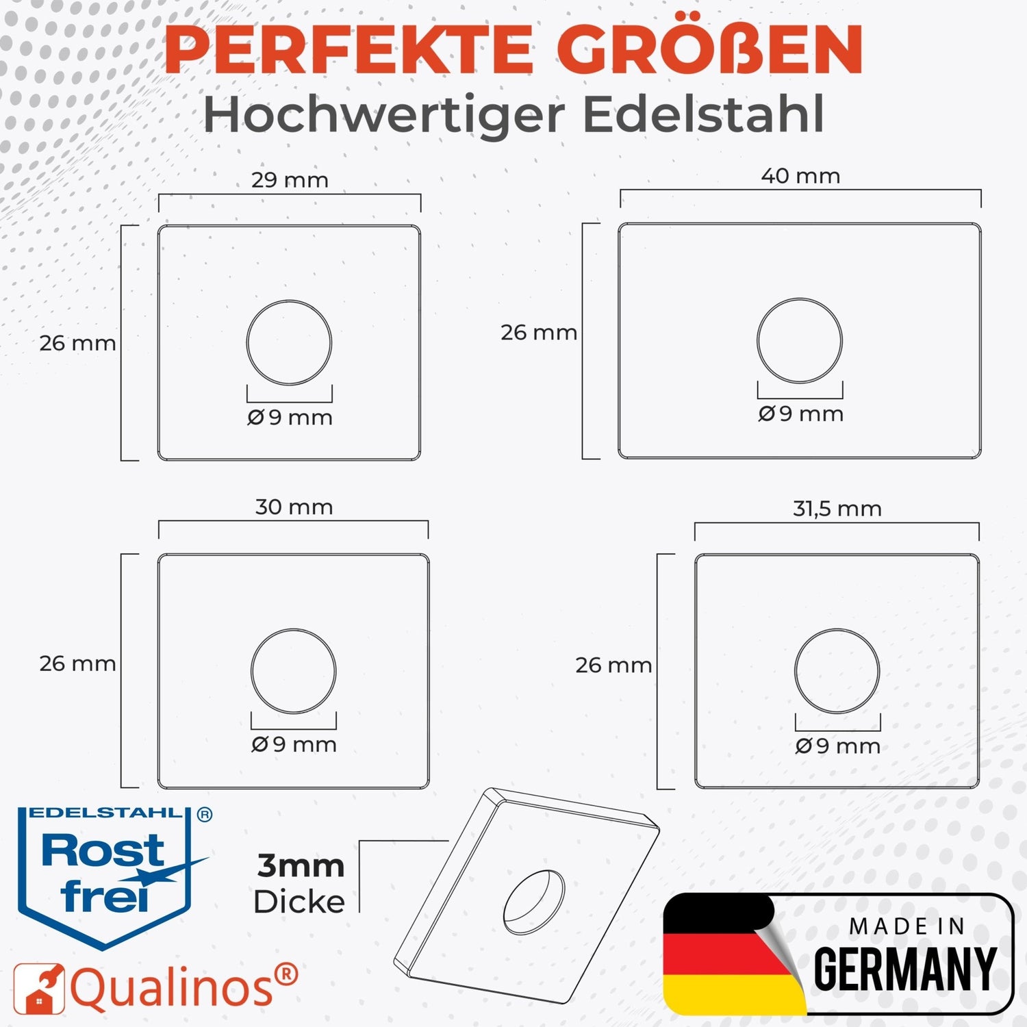Flache Klemmplatten V2A für die Doppelstabmattenzaun Befestigung - Qualinos